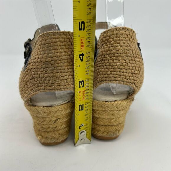 Eric Michael Silver Espadrille Ankle Strap Wedge Sandals Size 37 Summer Casual - Picture 8 of 13